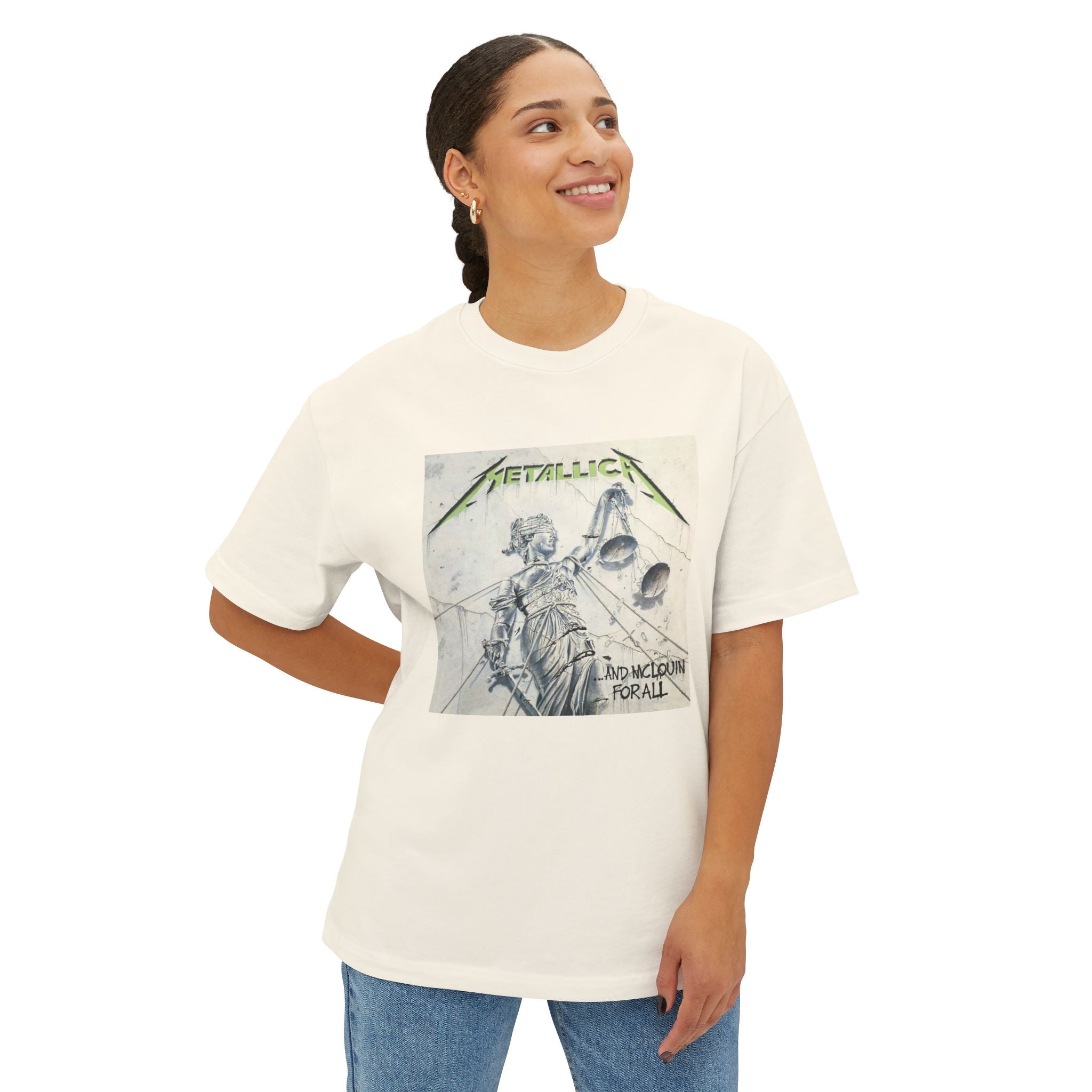 Metallica Comfy Unisex Oversized Boxy Tee "...And Justice For All" McLovin Version