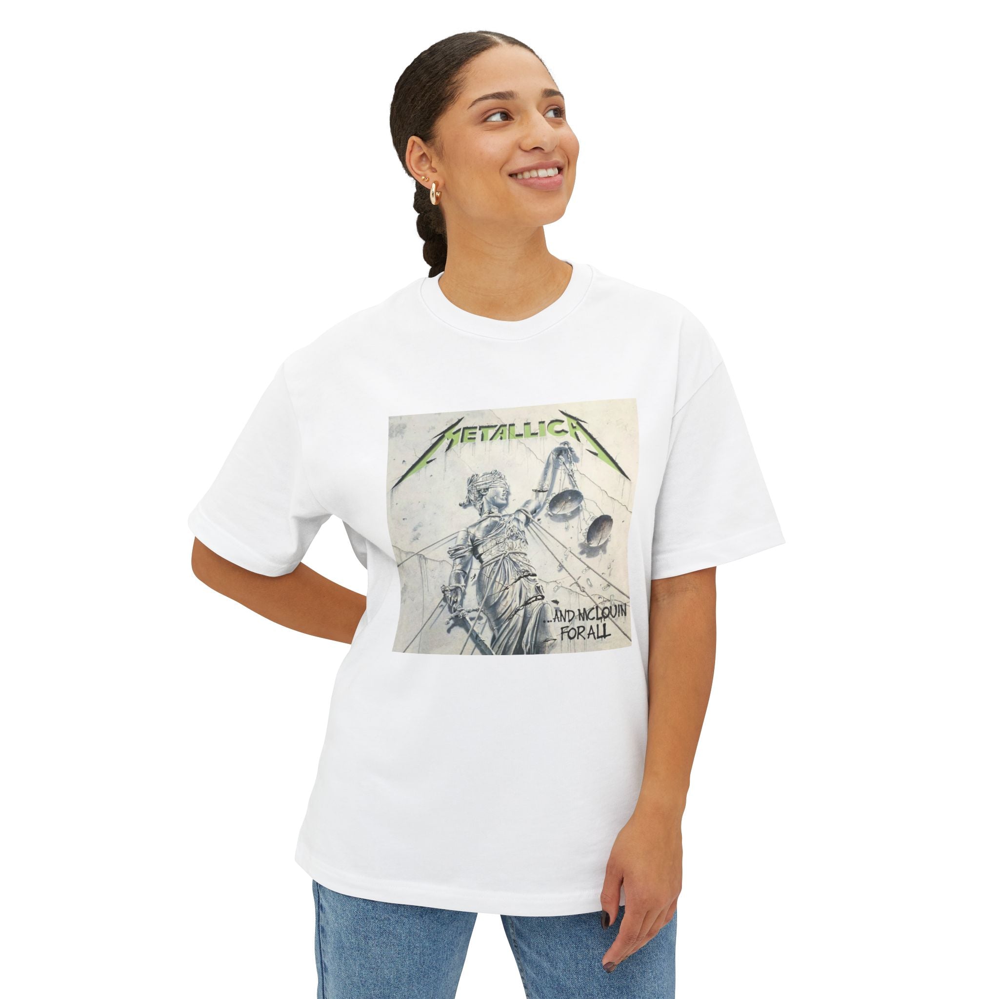 Metallica Comfy Unisex Oversized Boxy Tee "...And Justice For All" McLovin Version