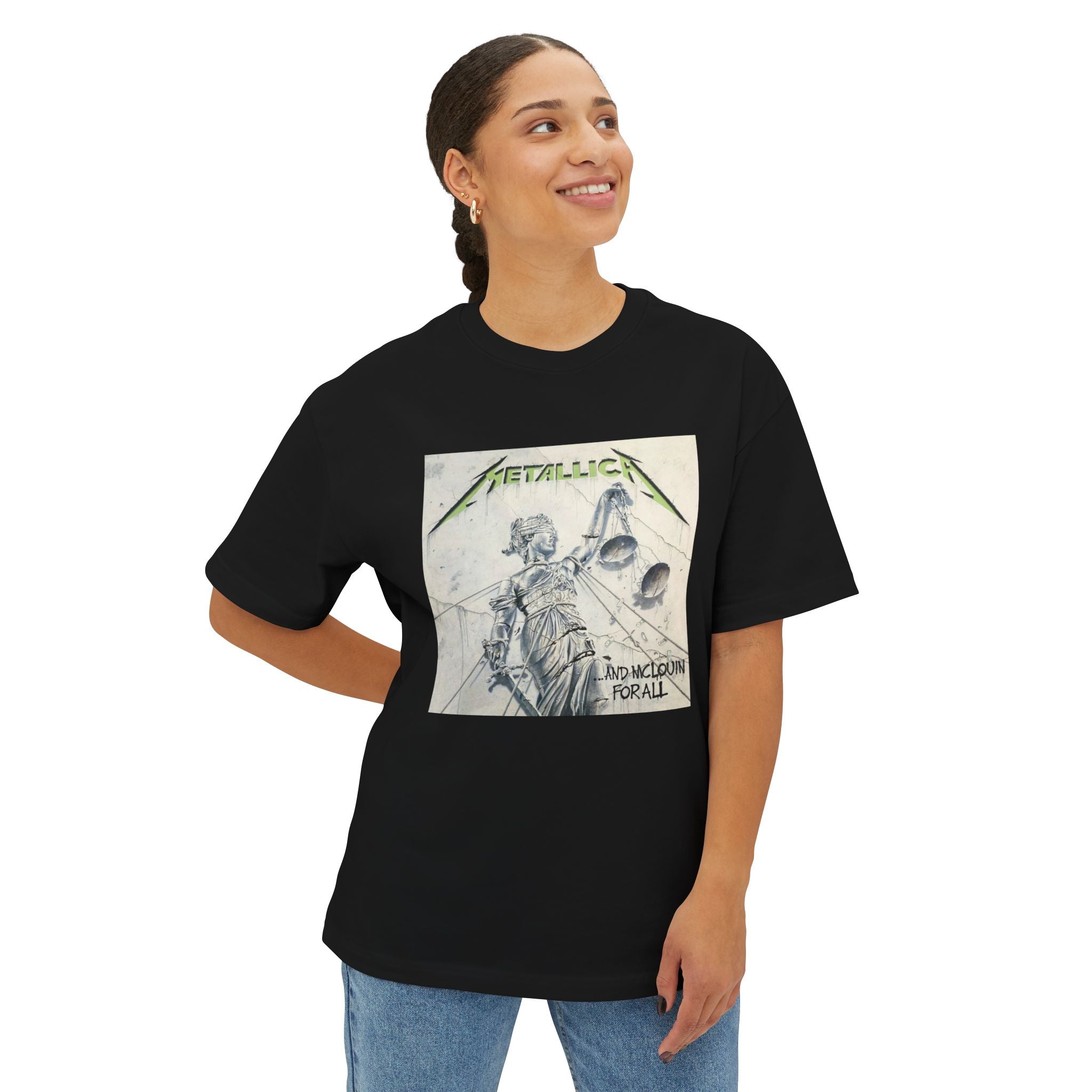Metallica Comfy Unisex Oversized Boxy Tee "...And Justice For All" McLovin Version