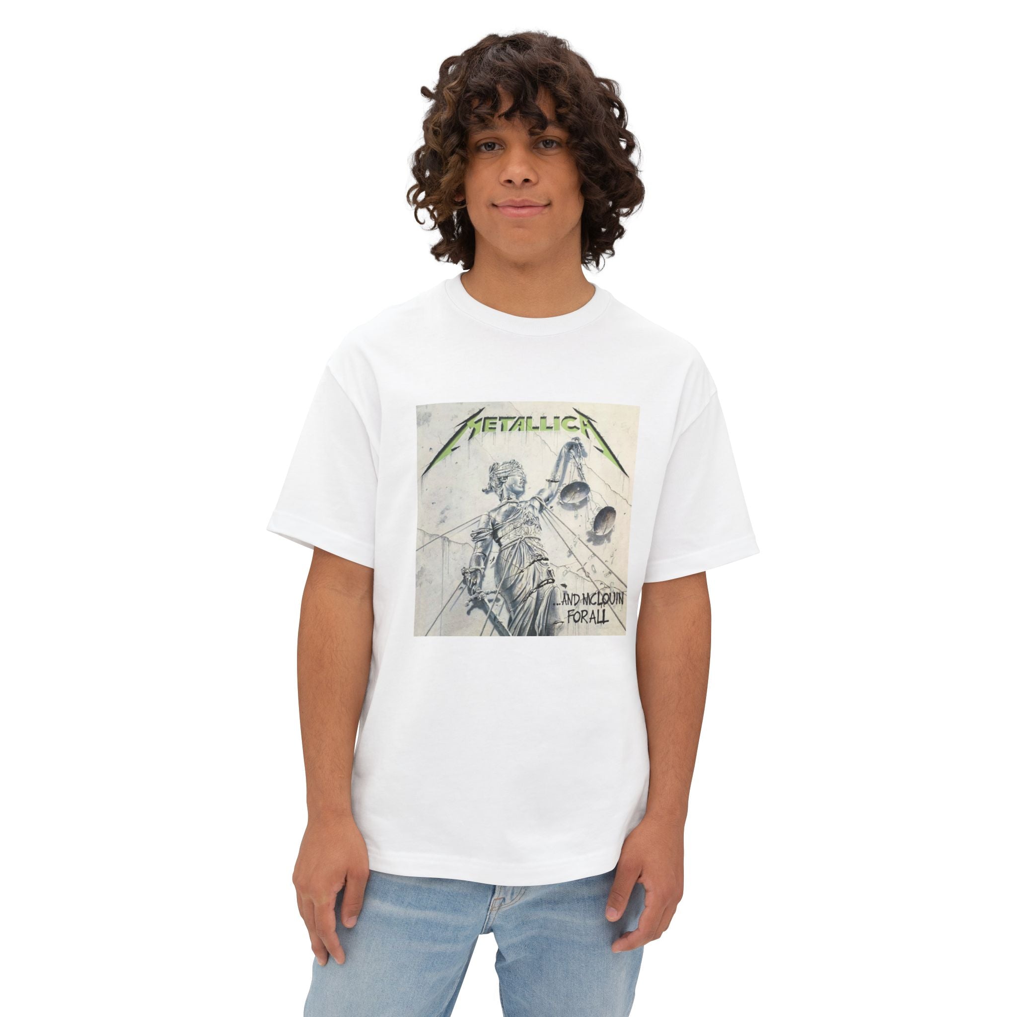 Metallica Comfy Unisex Oversized Boxy Tee "...And Justice For All" McLovin Version